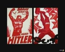 Ну-ну.. Ващета,есть стандартные приемы пропаганды по расчеловечиванию или осмеянию врага. Наши их использовали на полную катушку. 
Для разных социальных слоев использовались разные методы. От фарса до трагедии.. Кстати,с обоих сторон шаблоны были одни и те же.