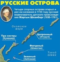 У меня теперь есть Гелик, вчера на улице нашёл. Надо теперь ключи от него найти, чтоб домой перегнать.

Да, мы их открыли и освоили в 17-м веке, но мы ли были первыми? Что, японцы тысячи лет не знали, что у них рядом есть острова? Сейчас острова наши и отдавать их ни в коем случае нельзя, хотя бы для того, чтоб на них не появились американские базы, но и откровенную чушь-то писать не надо, а то в хохлов начнём превращаться.