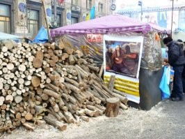 Заготовка дров в городах Украины. Буржуйки в многоэтажках. В Куеве даже в метро возят дровишки.... 
Зато не як как у москалей.