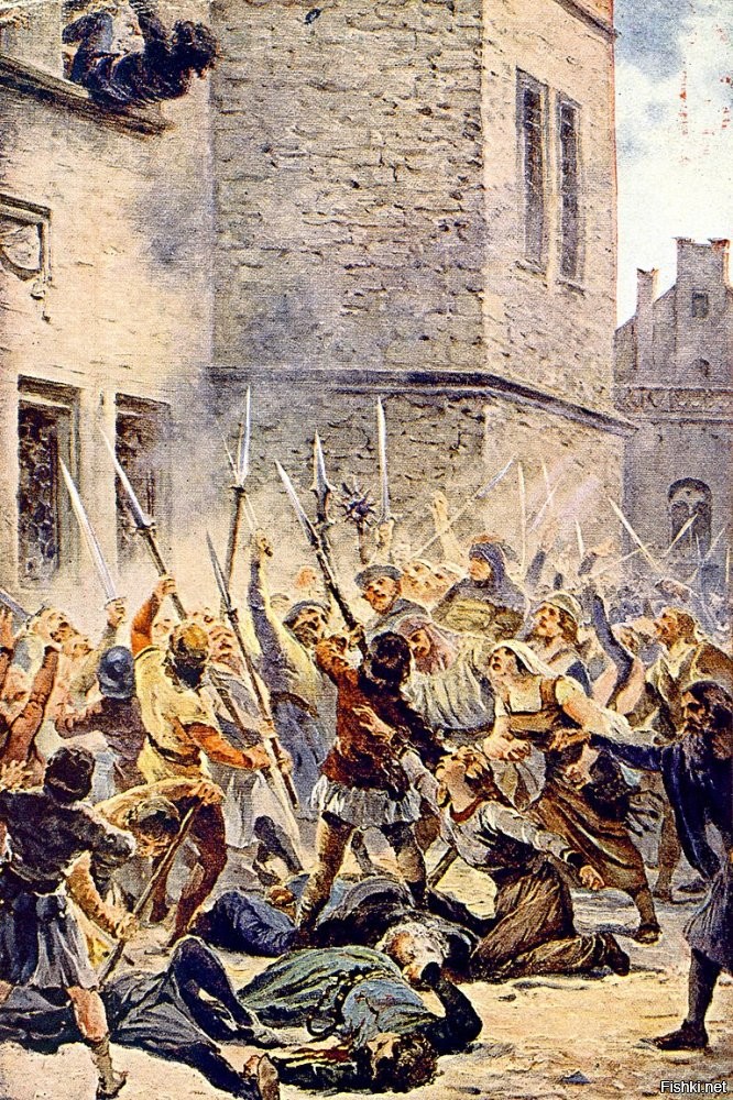 Первая Пражская дефенестрация 1419 г. С картины Адольфа Либшера (1857 1919) «Восстание у Новоместской ратуши 30 июля 1419 года»