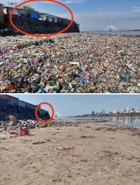 Да никто ничего и не убирал, просто фото с другого ракурса. Отметил одно и тоже место. Ну и мост на дальнем плане.