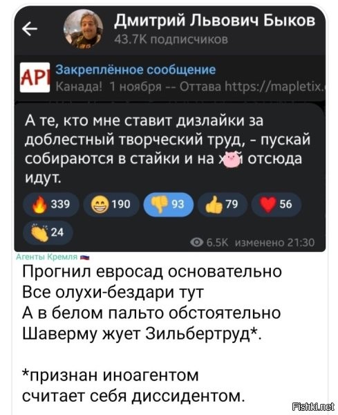 А ведь не так давно эта мразь вела на ТВ передачу для молодняка и с молодняком же в студии о российской и советской литературе и поэзии! Я ещё тогда охреневал от того, что эта падла вливала в головы студиозусов!