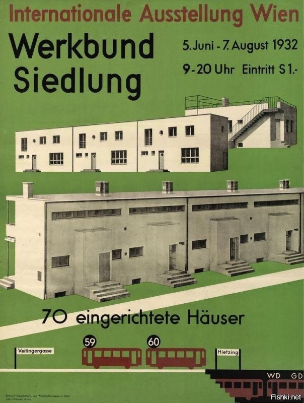 Exhibition Werkbundsiedlung Vienna, poster, 1932 furnished houses.