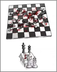 Немного неточно: ферзей тоже убивают: по изначальной задумке - это военачальник вообще-то, а не первая леди.