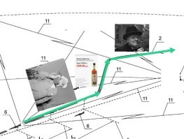 Он звонил по телефону пилотам, давал команду на кабрирование. 
Пока самолёт задирал нос и летел вверх, он находился в положении "стоя", выпивал коньяк. 
Потом самолёт переходил в горизонтальный полёт и он курил сигару лёжа. 

Примерно так: