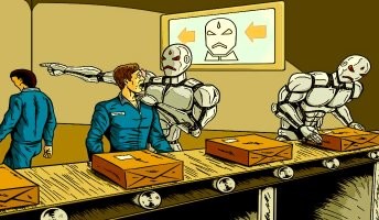 Вкалывают роботы, а не человек...