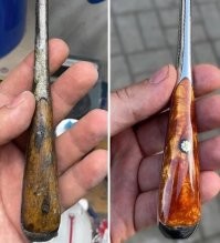 Да, отвёртка красивая, но её теперь можно на стену вешать - это ударная отвёртка и при малейшем ударе эпоксидка сразу отвалится!