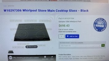 Ремонт плиты, замена стекла только от 700 до 900 долл !! В зависимости от модели плиты.