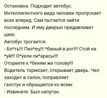 Видео из салона автобуса, у которого отказали тормоза