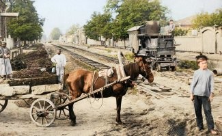 Вона, на заднем плане. Как раз с лопатами.