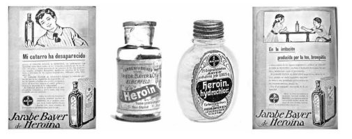 Собственно, "героин" -- это запатентованное Bayer название. Безвредный заменитель морфина,  противокашлевое средство, специально для детей.