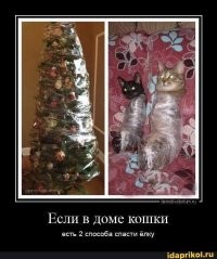 Кошки против новогодних ёлок