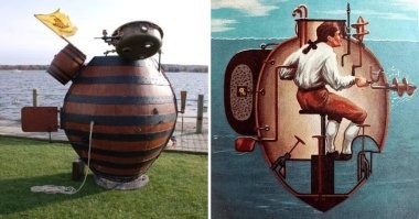 Оригинальная "Черепаха", управляемая Эрзом Ли, была на педалируемом приводе,  ибо вручную крутить гребной винт в замкнутом помещении, он бы просто не сдюжил,  посему, чтоб у него ножки не затекли  - привод винта был реализован через поочерёдно нажимаемые педали. Ну и очевидное - руками надо было управлять остальным оборудованием.