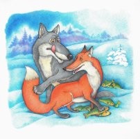 Лиса украла часть улова рыбака