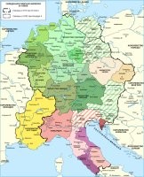Священная Римская империя Германской Нации в конце X   начале XI века. "Королевство Германия" в её составе выделенл разными оттенками зелёного.
