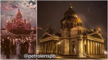 Питер - удивительный город. Красивее всех городов в мире наверное, но и мрачный. Зато в центре например, можно встретить в магазине Боярского или Басилашвилли, на окраинах С-З Валуева, со мной в доме жил Трахтенберг, на соседней "улице" снимали "Осторожно Модерн" и это не центр уже.
Каждый дом в центре или музей или просто жилой дом, где побывали величайшие личности 
КСТАТИ мало кто знает, но на парапете Исаакевского Собора по углам расположены факелы, зажигались последний раз вроде в 1914 году.
Такого нет вроде бы и в Риме. Впечатляющее зрелище должно быть!
Древняя открытка тех времен