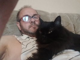 ВСЕГДА был против домашних животных. 
Причина только одна - проблемы при отъезде из дома.
Результат на двух фото:
Мохнатая кошка - дочкина, на временном проживании.
Лысый - наш, уже второй сфинкс, не чистокровный, но весёлый и глупый.
