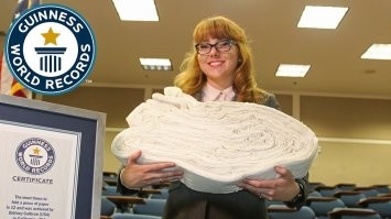 В 2002 году американка Бритни Галливан сложила лист бумаги пополам 12 раз. Она поставила мировой рекорд, который до сих пор зафиксирован в книге Гиннесса