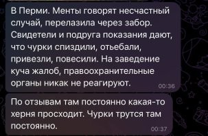 «Ничего страшного, они её <span style='color:gray'>[мат]</span> и привезут обратно»

Лютый <span style='color:gray'>[мат]</span> из Перми: мигранты из Таджикистана изнасиловали русскую девушку, убили её, а затем насадили на забор.

Этой ночью двое посетителей пивнушки в пермском микрорайоне Закамска нашли тело 18-летней Надежды.

Как сообщила СМИ очевидица   незадолго до смерти Надежда находилась в этом же заведении с подругой. К ним стали приставать двое незнакомцев из Средней Азии, но девушки попросили оставить их в покое.
Подруга на минуту отлучилась, а вернувшись увидела, что Надежды нигде нет. Она обратилась к хозяину заведения, на что услышала ответ: «они её <span style='color:gray'>[мат]</span> и привезут обратно, ничего страшного».

Через некоторое время двое посетителей вышли на улицу и увидели девушку, насаженную на колья железного забора в неестественно изогнутой позе и с расстёгнутой ширинкой.

Как сообщают местные, данное заведение постоянно кишит нерусскими, которые ведут себя как ублюдки, ищут с кем бы подраться и к кому бы по приставать. «Менты бездействуют», со слов местных жителей. Также, как только случилась эта трагедия, со слов местных, полиция пыталась всем внушить, что это несчастный случай и Надя сама напоролась на забор, когда перелазила через него.

Ну что русские,так и будем молчать?