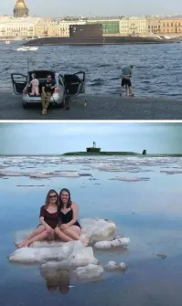 на верхнем фото - один истинный подводник))))