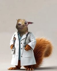 В халате должна быть, больница, всё же.