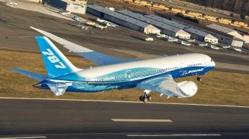 У 787 скромные закрылки. Он не выпускает такой бороды, как 737 или A320. Но по видео есть ощущение, что крыло совершенно прямое.