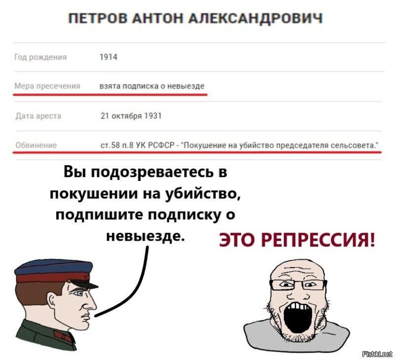 Ну да, "факт".
Да после клоунады с "реабилитацией" всяких там "жертв режЫма" ради "реабилитации"(не потому что ошибка а потому что пришел приказ "реабилитируй, сука") - как то верится с трудом.
Все эти базы данных с реабилитированными даже в мемах стебут уже.