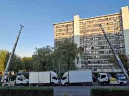 Вот такая вот штука для этих целей есть , у меня 2 кента такие фирмы имеют и поднимают до 18 этажа . Мне лично 2 раза перевозили все .