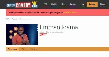 Эмман Идама
Ирландский стендап-комик ... что он там делает а не на родине .....
