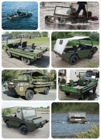 На ТПК водитель по середине, двое раненых по бокам. Ну или ящики со снарядами. 

ТПК шире, чем этот вездеходик и длиннее. 

И да, ТПК плавает.