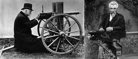 Это главное изобретение 19 века:    пулемет  «Максим». 
Пулемёт был разработан в 1883 году.  Изобретатель - Хайрем Стивенс Максим