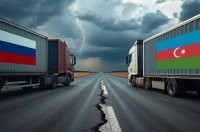 А чего это Россия по встречке едет? Что вообще аффтор хотел сказать этой картинкой? Что Россия решила обогнать Азербайджан? В чём?