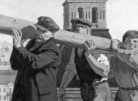 Мне с этого фото с флагом всегда интересовало: судя по мизансцене, перед тем, как начать устанавливать, они впятером его как-то так несли?: