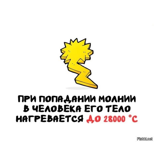 Хрен там. Если тело человека нагреть до 28000 градусов, то оно испарится, а практика показывает, что люди даже не всегда умирают от удара молнии.