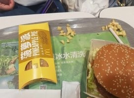 >>> Картошка фри, которая уже ни к чему не пригодна, кроме как к мусорнику

Такое ощущение, что эту картошку ел кто-то очень брезгливый или не догадавшийся помыть руки перед едой. Ну или хотя бы воспользоваться влажной гигиенической салфеткой.
В смысле ел, держа за кончик, и этот кончик выкидывал. 
Кстати, пару раз видал таких экземпляров.