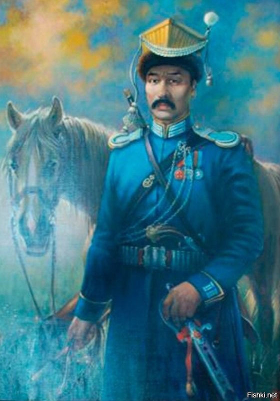Казахов (точнее киргиз-кайсаков) и слыхом не было в войнах которых вела Россия! А вот калмыки, татары и ногайцы были!!! И тут приведена картина с изображением калмыцкого князя  Тундутова, который водил калмыцкие конные полки на войну с Наполеоном (в характерной шапке калмыцкого воинства).