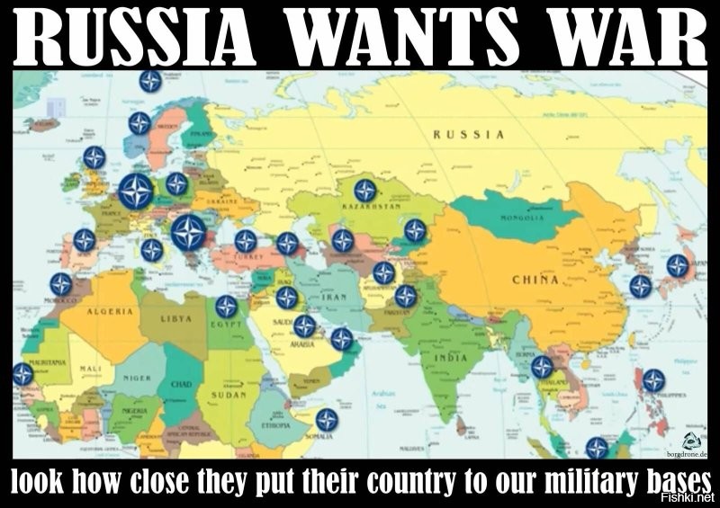 Министр обороны Германии сегодня заявил, что Россия стала угрозой для НАТО.

Посмотрите как близко она подобралась к военным базам НАТО.