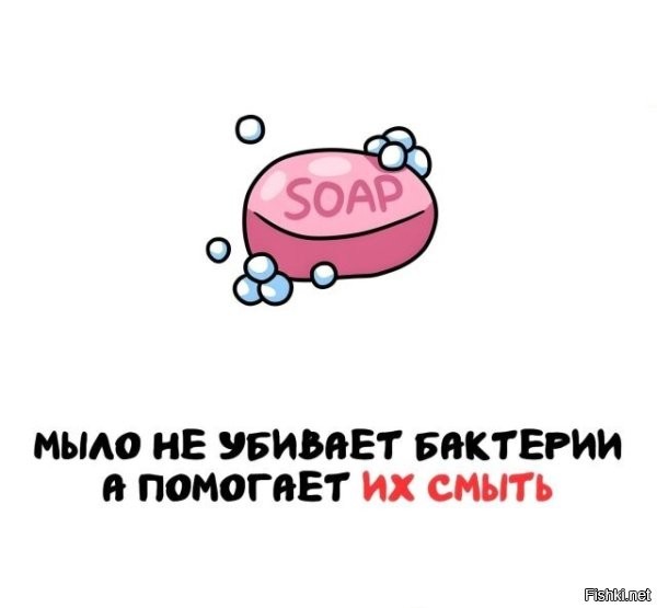 Щелочное мыло(хозяйственное) убивает бактерии. А вот парфюмерное только смывает.