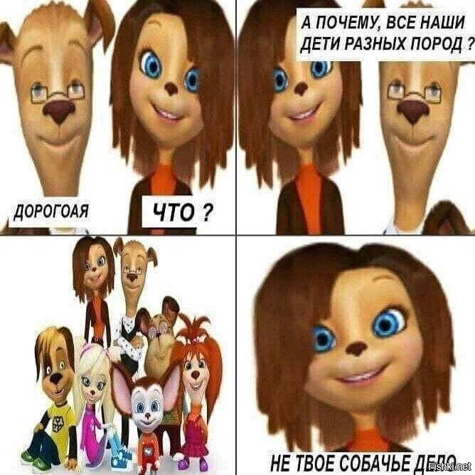 Кошка пригрела щенят