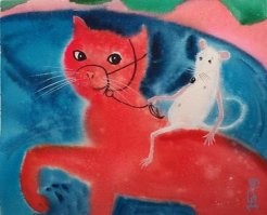 Купание воспитанного кота