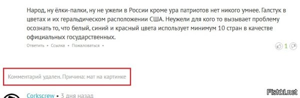 @Модератор Fishki.net Может мне кто разъяснит ситуацию? 
Вот так выглядит комментарий когда я нахожусь на сайте под своим аккауном  все хорошо и он есть, а точнее создается иллюзия для автора комментария, что он есть, потому что если из аккаунта разлогиниться, то комментарий выглядит уже вот так  Так может мне кто - нибудь поведает, кто и почему на фишках банит комментарии под выдуманным предлогом, потому что такая хрень здесь происходит на постоянной основе?