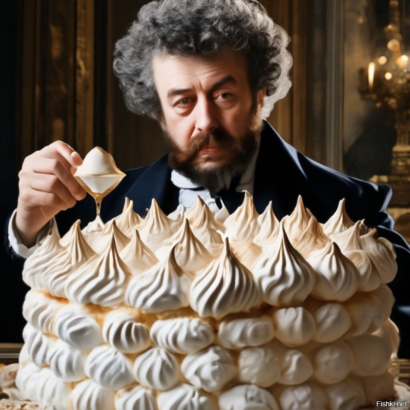 Композитор Жорж Бизе кушает пирожное "Безе".