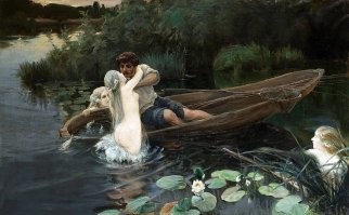 Эмм... мы тут про русалок или ундин говорим?
-- русалка -- персонаж славянского бестиария, уиндина -- европейского.
-- у русалок с ногами всё в порядке.
-- русалки живут в основном на деревьях (ага, тов. Пушкин отнюдь не бредил) хотя купаться очень любят.
-- русалки -- девицы, утопившиеся из-за любовных дел.
-- русалки отличаются повышенной озабоченностью, любимое их занятие -- поймать парня и защекотать (ага, защекотать  ) его до смерти.
-- зато они очень трепетно относятся к детям. Русалка никогда не допустит, чтобы во вверенном ей водоёме утонул ребёнок.
-- русалки вполне могли иметь реальных прототипов безо всякой мистики. Тронулась умом девица на почве амурных дел, сбежала жить в лес, стала парням козни строить -- чем не объяснение.

А вот ундины -- да, с рыбьими хвостами, живут в море, страдают всякой фигнёй.