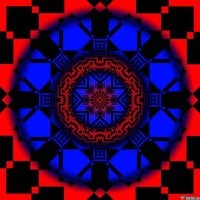 Интересная оптическая иллюзия: красный или синий цвет на переднем плане?