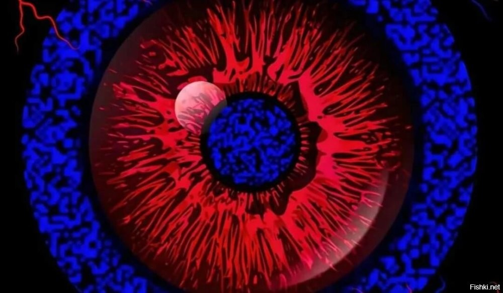 Эффект называется хромостереопсис. В интернете полно хороших описаний причины возникновения. Восприятие сильно зависит от силы зрения. Близорукие как правило видят красный впереди, дальнозоркие - синий.