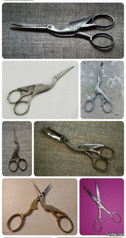 Кстати, вот различные варианты ножниц в виде птицы начала прошлого века.
А имя "великого мастера" Жан-Мари Руло из несуществующего  можно встретить только в упоминании к подобному фото китайских современных ножниц и на Кинопоиске