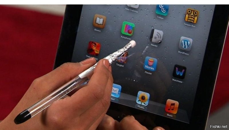 В одном кабаке, видел монитор, к которому карандаш на веревочке привязан был. 
Вместо стилуса. 
Чтобы официанты пальцами не пачкали экран при оформлении заказов.