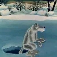 Волчица использовала сеть для ловли рыбы