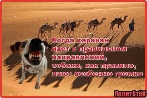 Как заболтать любую мирную инициативу.  
Собаки лают, караван идет.