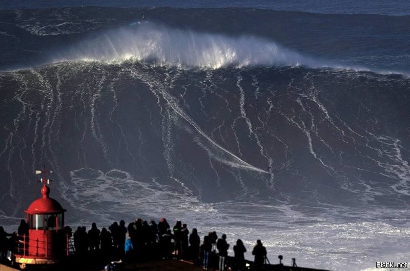 В Португалии вообще с волнами всё нормально. Назаре. 30 метров